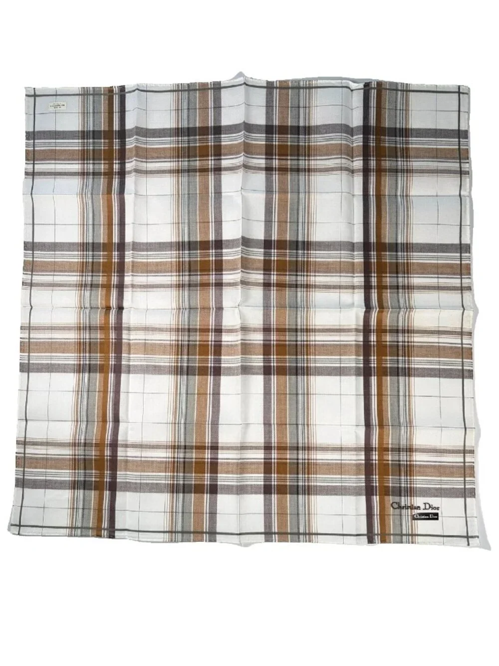 NWT Christian Dior Plaid Cotton Scarf 19